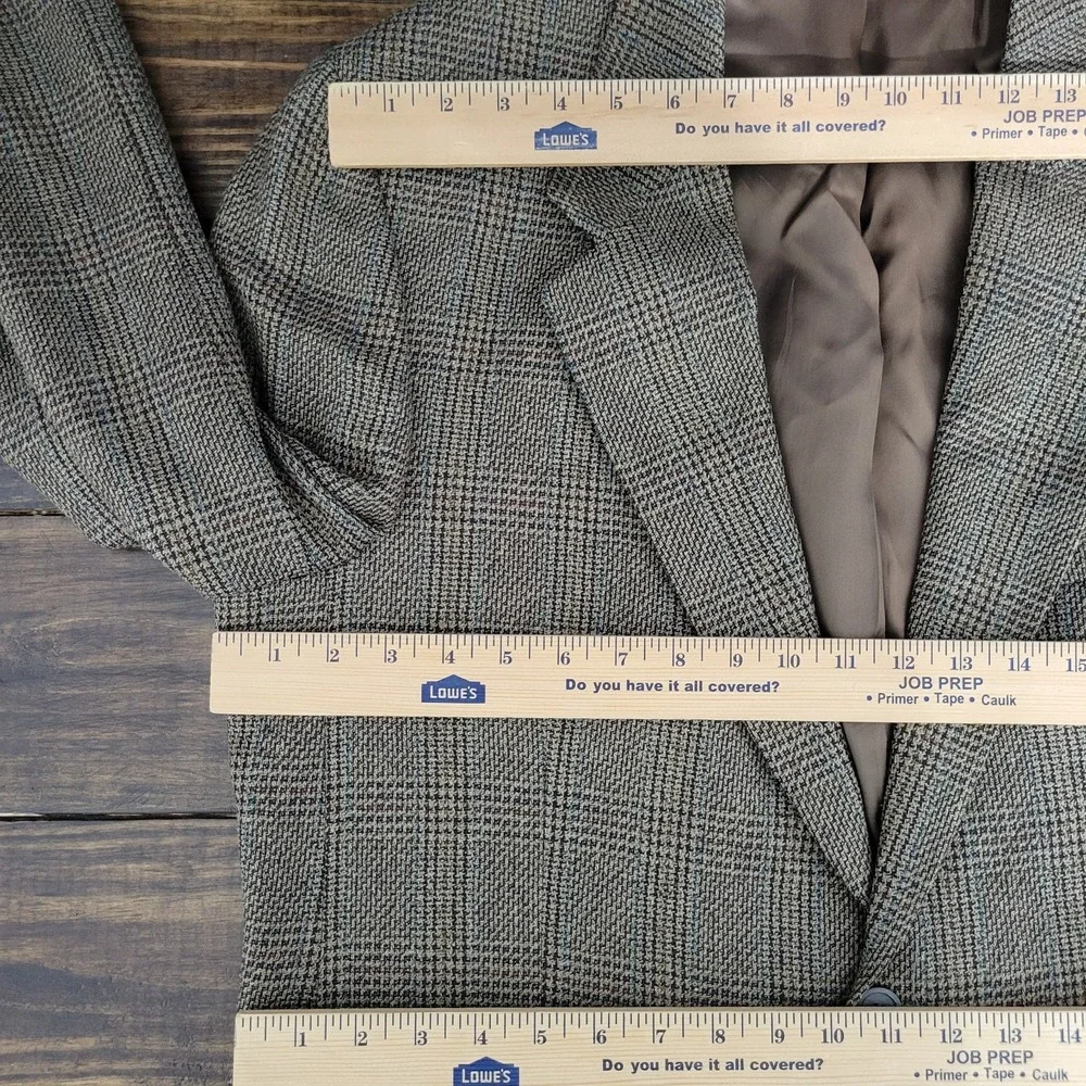 Brandini Le Collezioni Mens Sport Coat Two Button Brown Plaid Silk Wool Size 44L